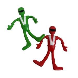 Power Rangers Bendy Rubber Action Figures Red Green
